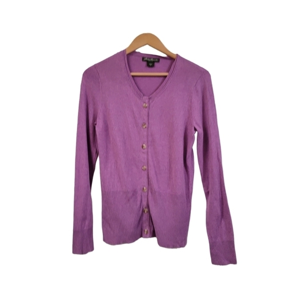 Eddie Bauer Purple Long Sleeve Lightweight Sweater Cardigan Medium M Button Down - Picture 1 of 4